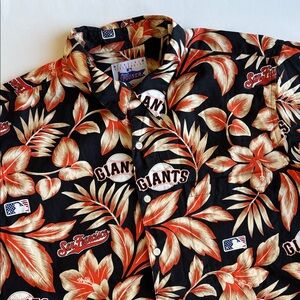 Rare Reyn Spooner SF Giants Baseball MLB Hawaiian Floral Shirt Orange Mens Large